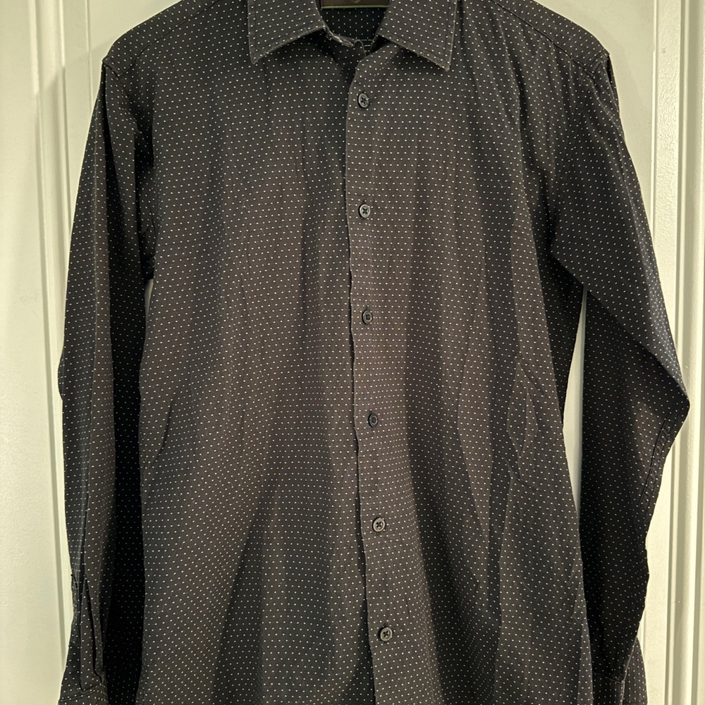 Joseph Abboud - 100% Cotton - Men's Black Polka Dot Shirt